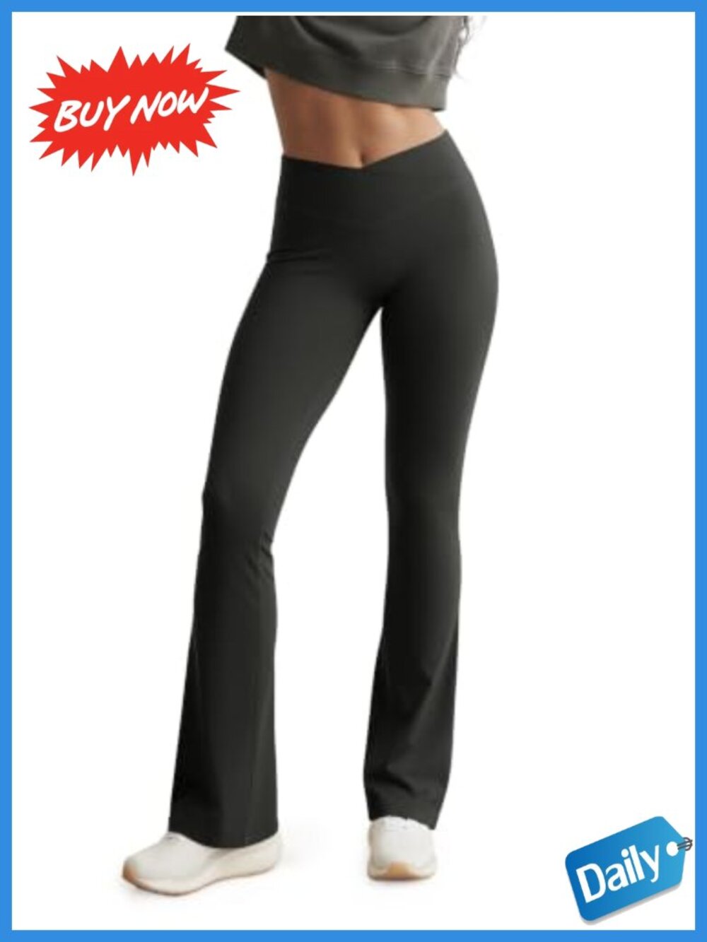 ODODOS Hidden Scrunch Flare Leggings High Waist Crossover Booty Yoga Pants